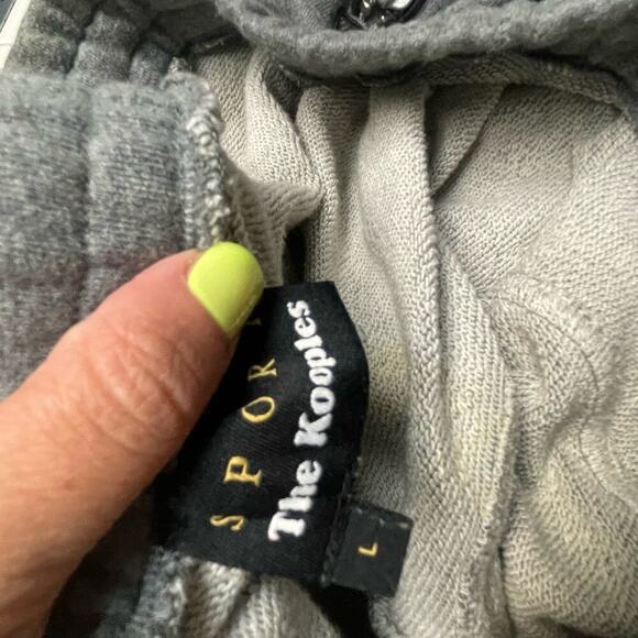 The Kooples Sport Mens Large Gray Joggers Faux Leather Pocket Sweats Sweatpants - Picture 2 of 3